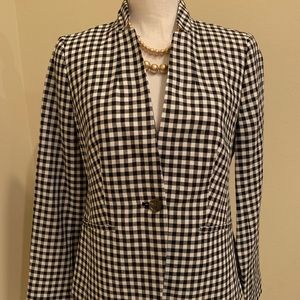 Talbots White Jacket with Black / Grey Squares NWT
